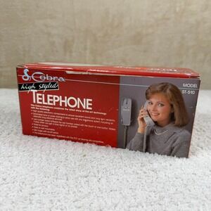 Vintage NIB Cobra ST-510 High Styled Corded‎ Telephone Beige Tone Pulse Dialing